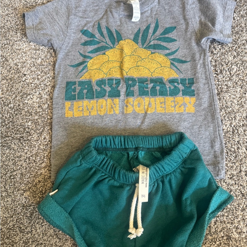 Rivet Easy Peasy Lemon Squeezy Graphic Tee & bayou childhoods shorties